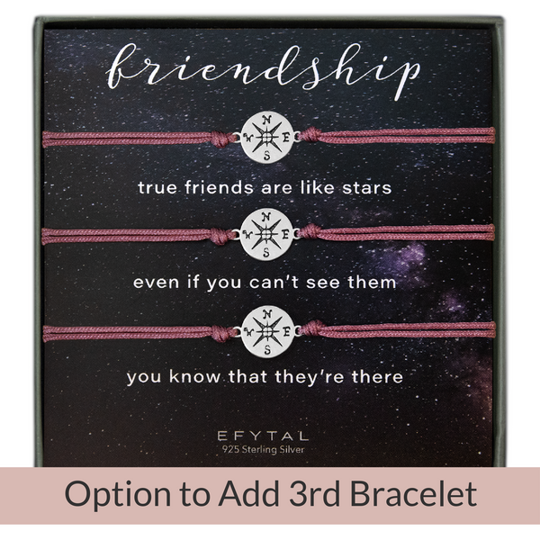 journey compass cord bracelet set • friends are like stars