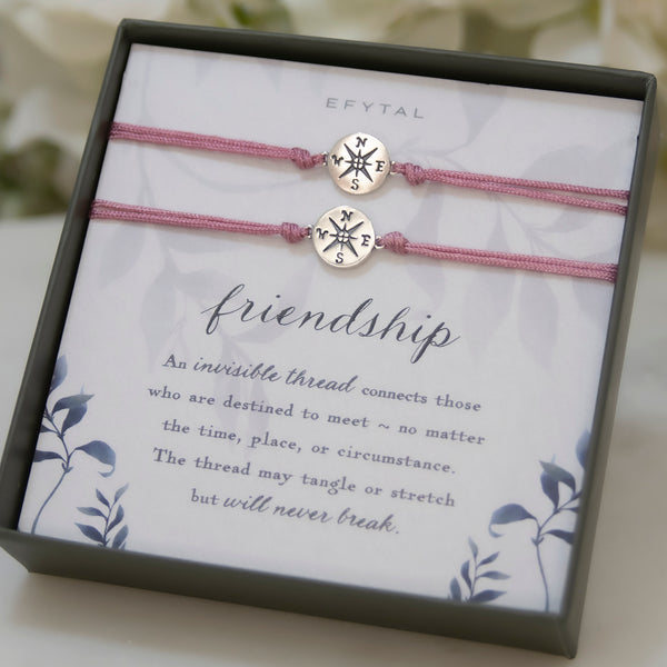 journey compass cord bracelet set • friendship, invisible thread