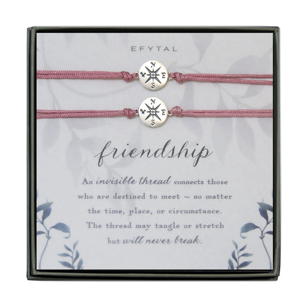 journey compass cord bracelet set • friendship, invisible thread