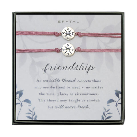 journey compass cord bracelet set • friendship, invisible thread