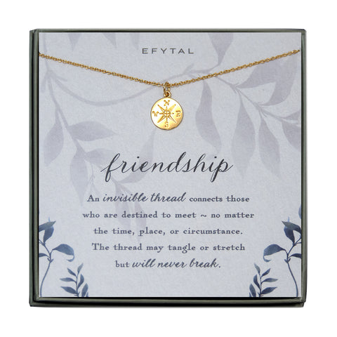 journey compass necklace, silver or gold • friendship, invisible thread