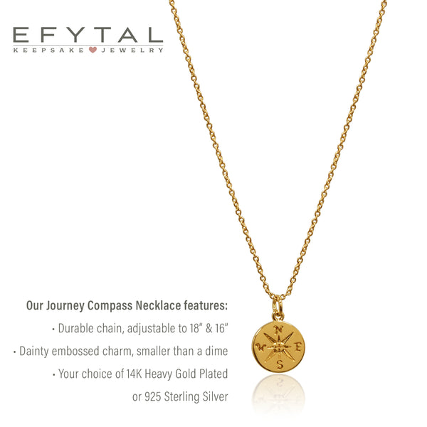 journey compass necklace, silver or gold • i'd be lost without you