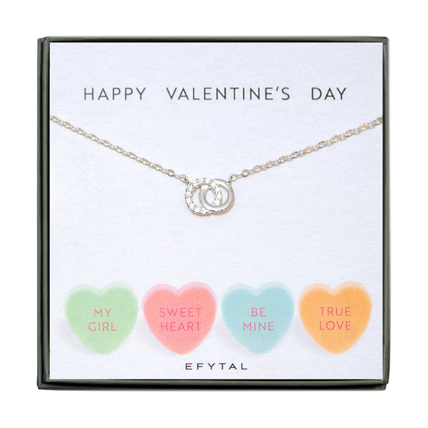 keisha interlocking rings necklace • valentine, candy hearts