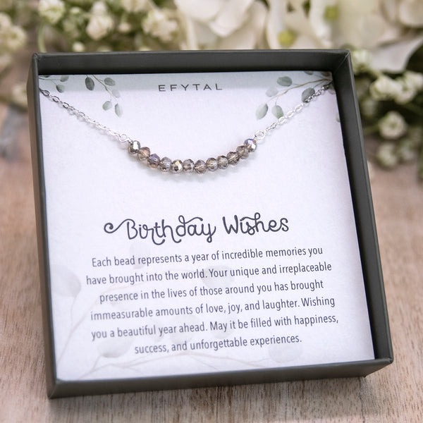 lia 12-20 bead necklace • birthday wishes