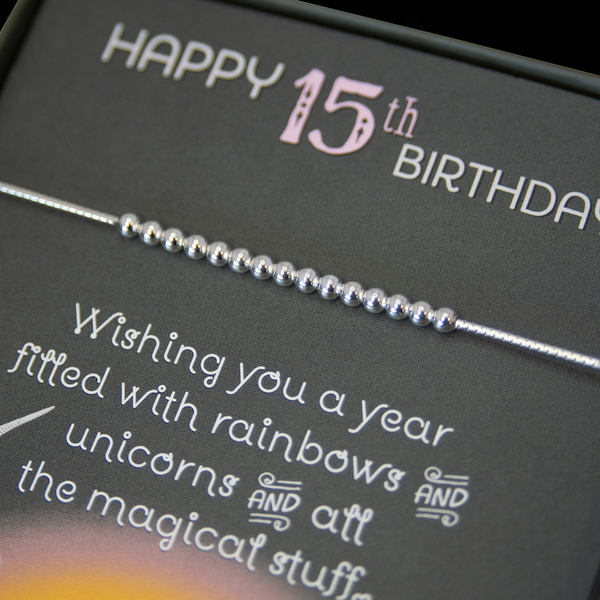 maya 15 bead bracelet • happy 15th birthday unicorn