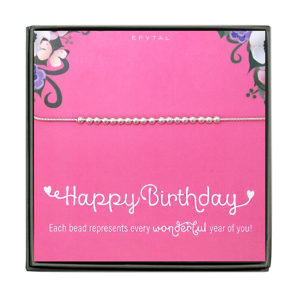 maya 12-18 bead bracelet • pink happy birthday