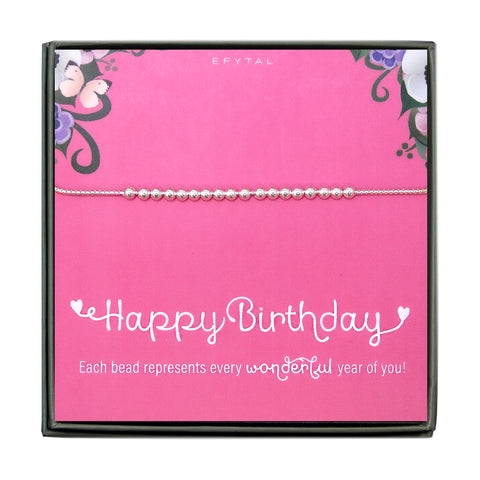 maya 12-18 bead bracelet • pink happy birthday