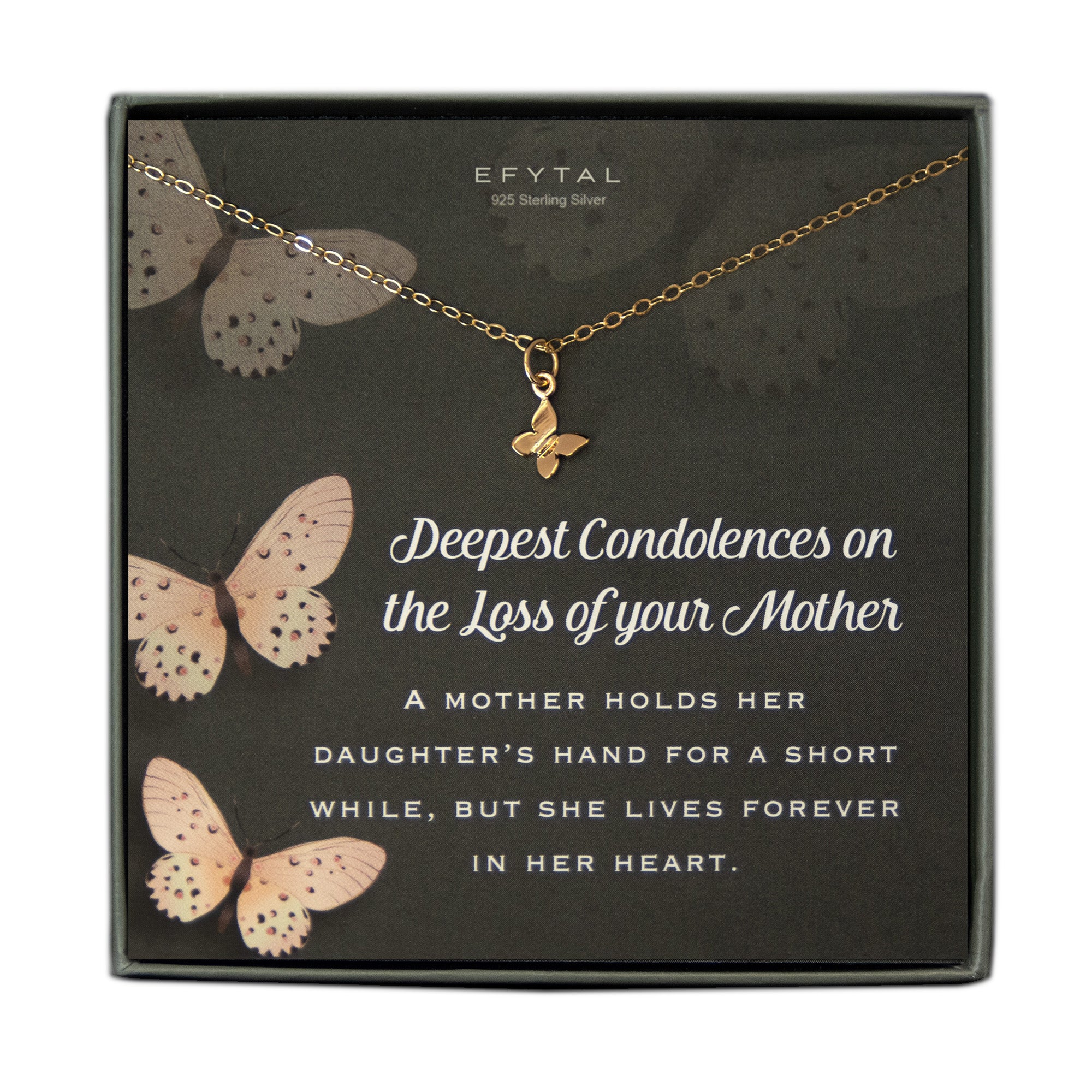 memorial butterfly necklace • sentimental condolence message