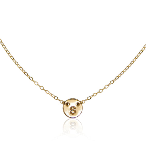 mini two hole initial necklace (3/8"), silver or gold