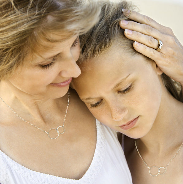 josie connected ring necklace, silver or gold • mother & daughter