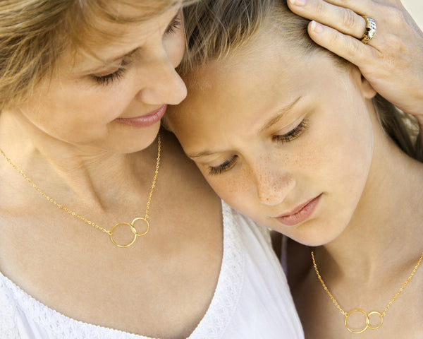 josie connected ring necklace, silver or gold • mother & daughter, no matter where