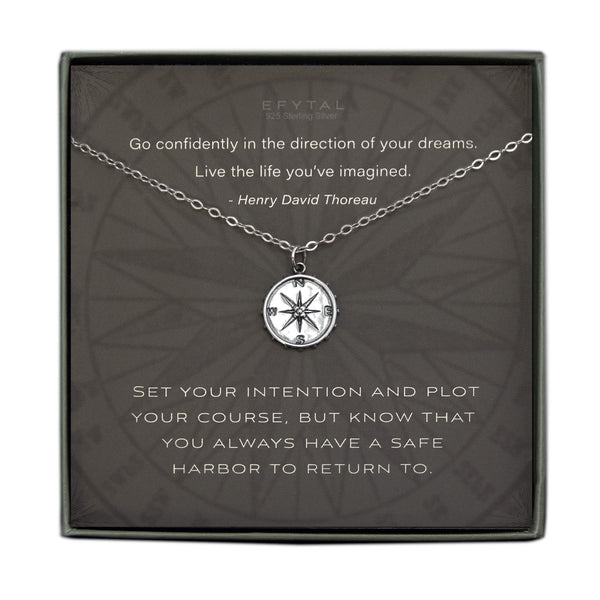 nellie compass necklace, silver or gold • set your intention