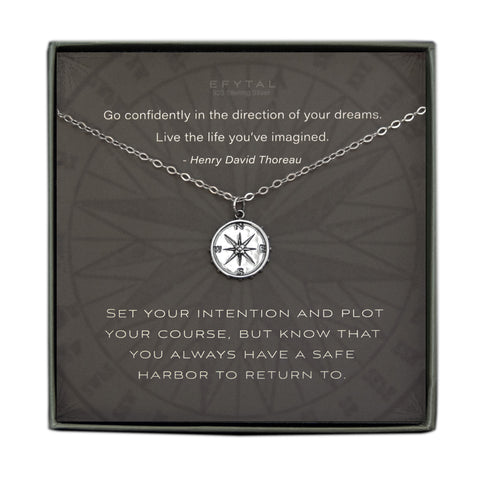 nellie compass necklace, silver or gold • set your intention