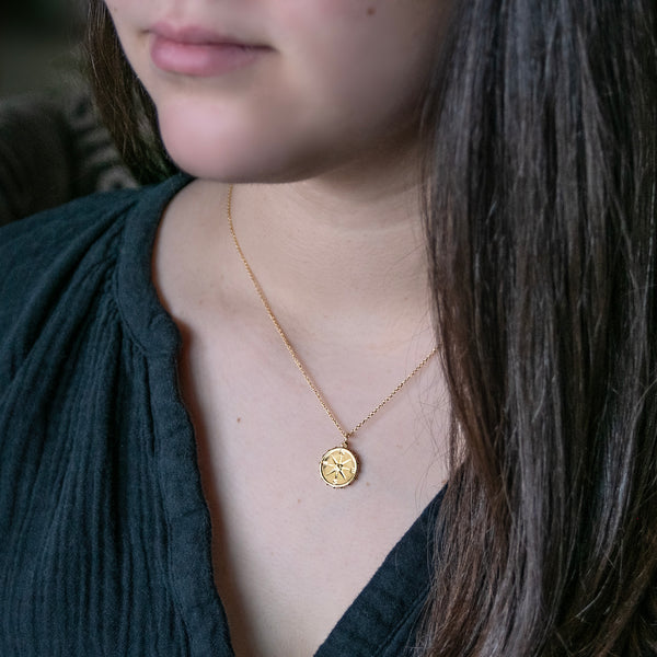 nellie compass necklace, silver or gold • boldest adventure