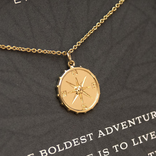 nellie compass necklace, silver or gold • boldest adventure
