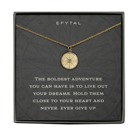nellie compass necklace, silver or gold • boldest adventure
