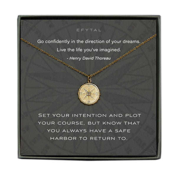 nellie compass necklace, silver or gold • set your intention