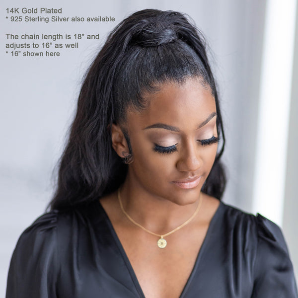 nellie compass necklace, silver or gold • direction