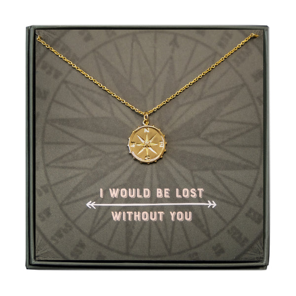 nellie compass necklace, silver or gold • i would be lost without you