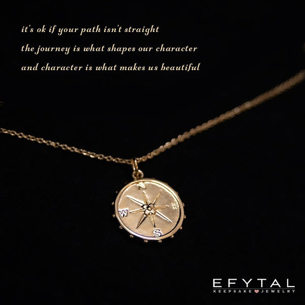 nellie compass necklace, silver or gold • adventure is an attitude