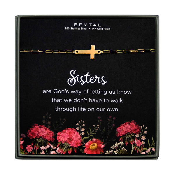 noah sideways cross bracelet • sisters