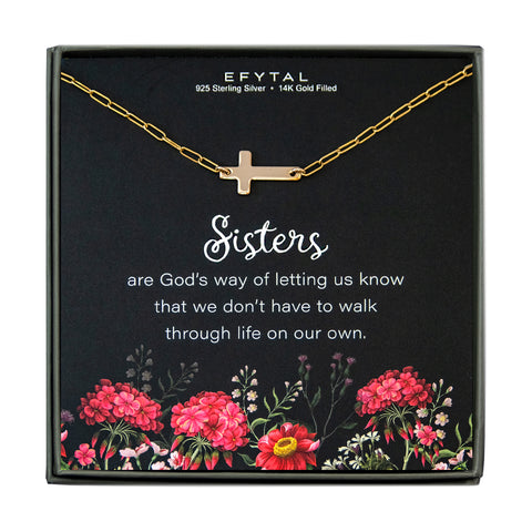 noah sideways cross necklace • sisters