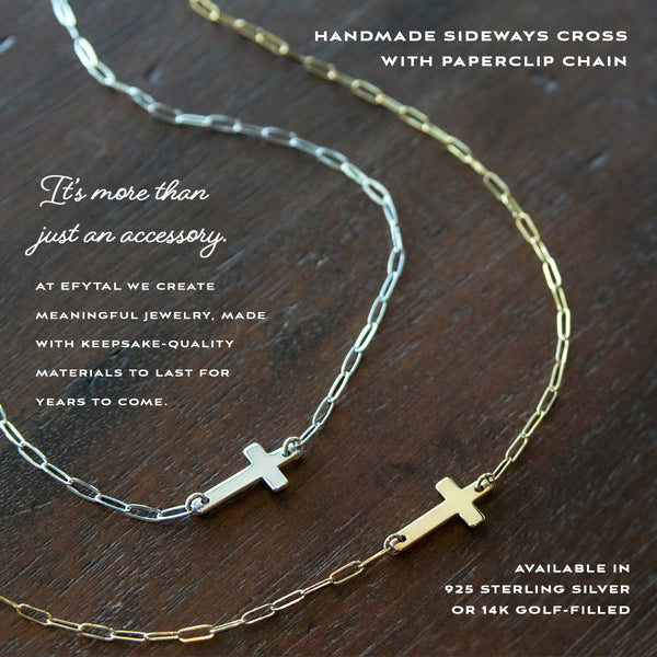 noah sideways cross anklet • joy faith patience