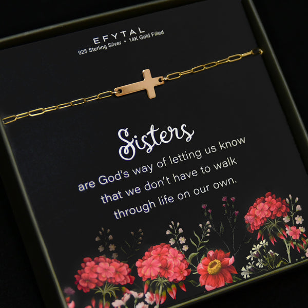 noah sideways cross bracelet • sisters