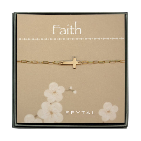 faith greeting card in gift box with your choice of 14K gold filled, or sterling silver bracelet or anklet