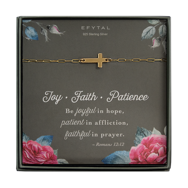 noah sideways cross anklet • joy faith patience