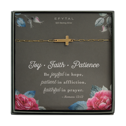 noah sideways cross anklet • joy faith patience