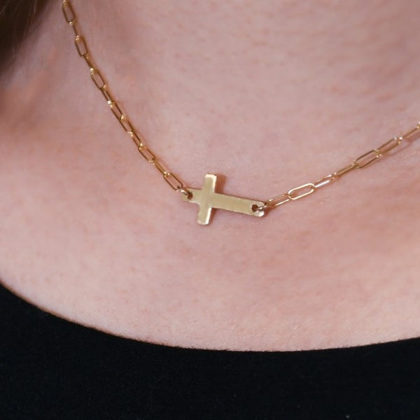 noah sideways cross necklace • faith