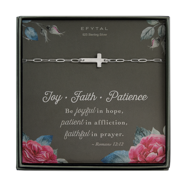 noah sideways cross anklet • joy faith patience