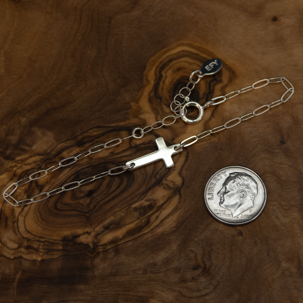 noah sideways cross anklet • joy faith patience