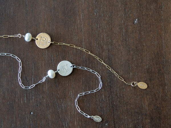 odessa pearl initial bracelet or anklet • beautiful birthday