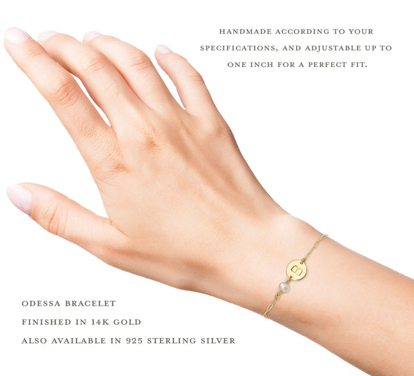 odessa pearl initial bracelet or anklet • beautiful birthday