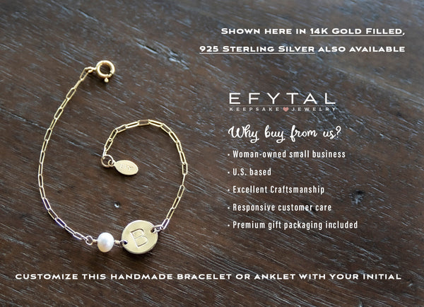 odessa pearl initial bracelet or anklet • beautiful birthday