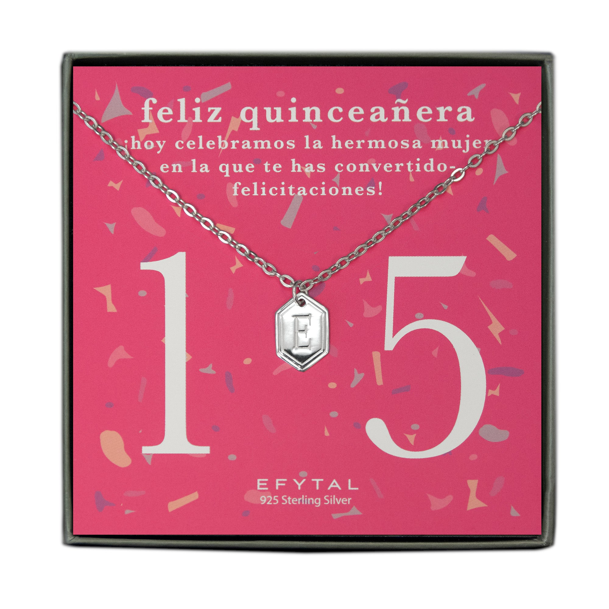 15 Quinceañera With CZ Pendant Necklace In Sterilng Silver