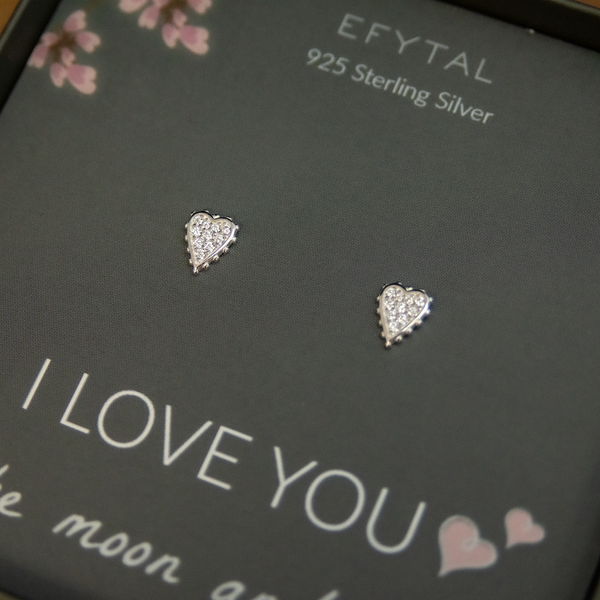 phyllis cz heart earrings • i love you