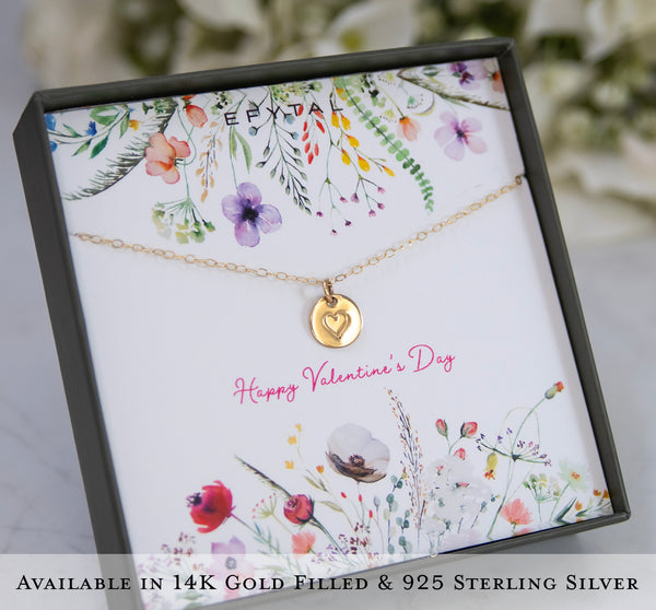 quinn stamped heart necklace • happy valentine's day