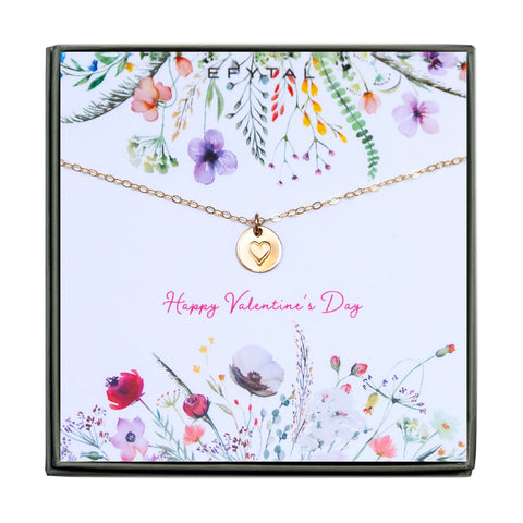 quinn stamped heart necklace • happy valentine's day