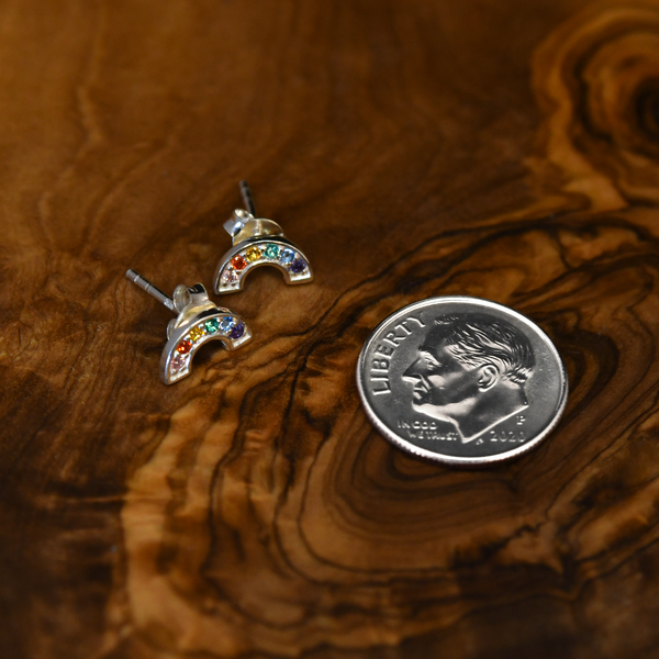 rainbow sparkle stud earrings • unicorn birthday