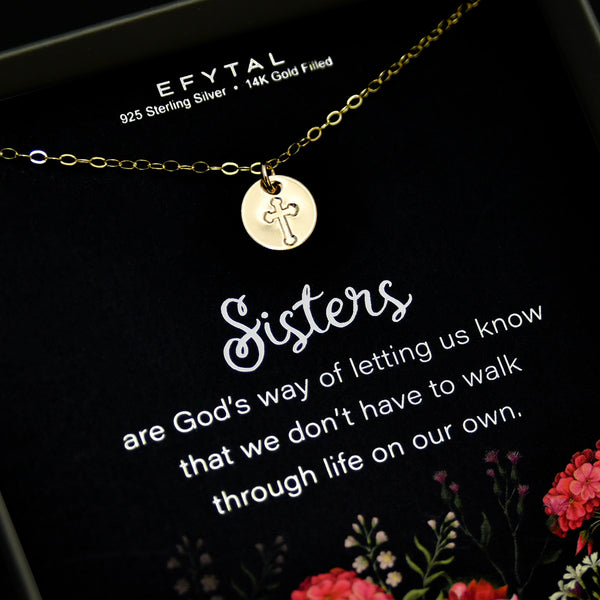 rebecca gold cross necklace • sisters