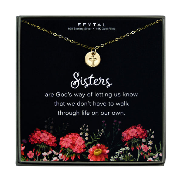 rebecca gold cross necklace • sisters
