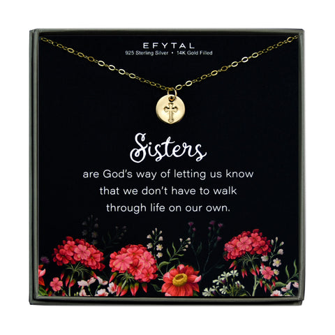 rebecca gold cross necklace • sisters