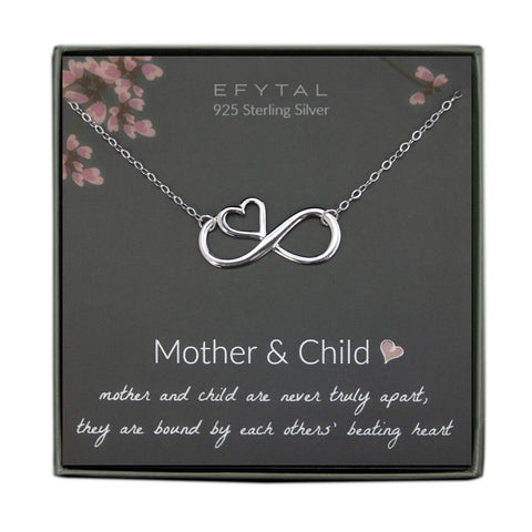 ruth eternal heart necklace, silver or gold • mother & child