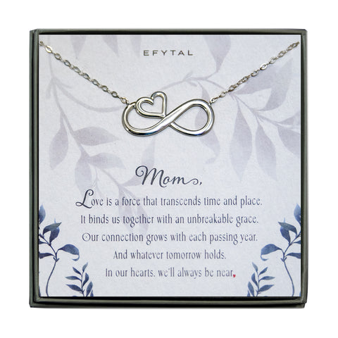 ruth eternal heart necklace, silver or gold • mom, always near