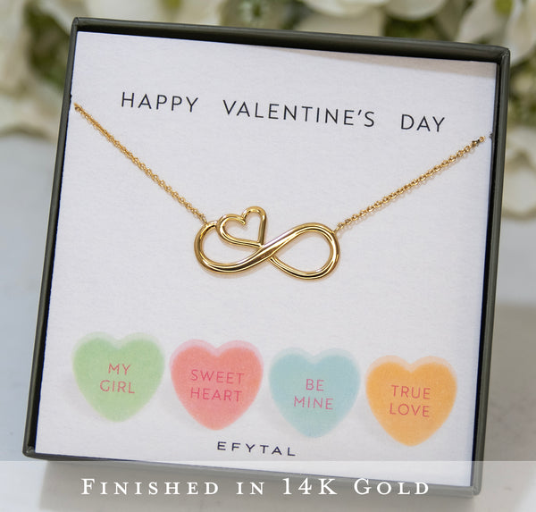 ruth eternal heart necklace, silver or gold • valentine, candy hearts