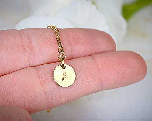 mini initial necklace (3/8"), gold