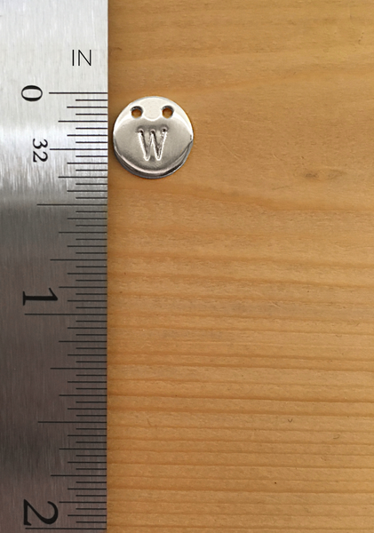 mini two hole initial necklace (3/8"), silver or gold